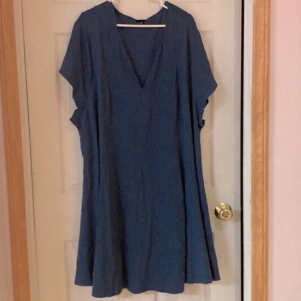 Torrid A line V neck teal blue skater dress size 6